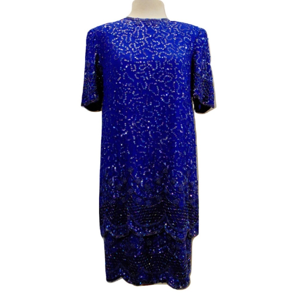 Brilliante Blue Silk Sequin Dress
